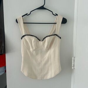 Alisa Top Reformation Ivory Bustier with Dark Accents